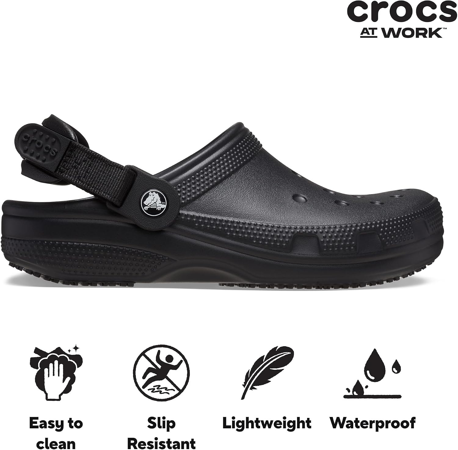 image:imageCrocs UnisexAdult Classic Work Clogs Enclosed Toe Slip Resistant All Day ComfortBlack