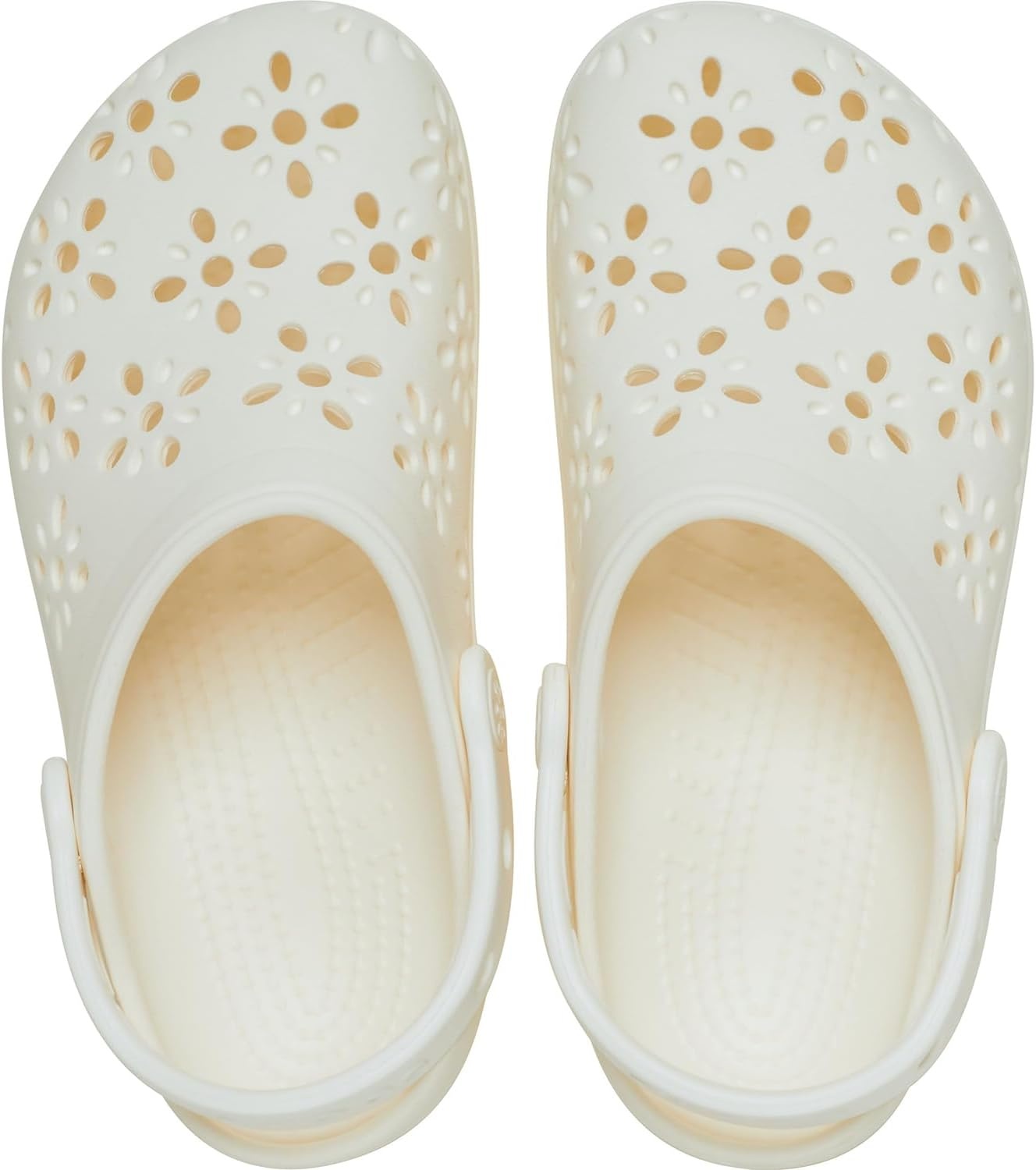 image:imageCrocs UnisexChild Classic Clogs with Floral Cut Out Design Kids and Toddler ShoesChalk