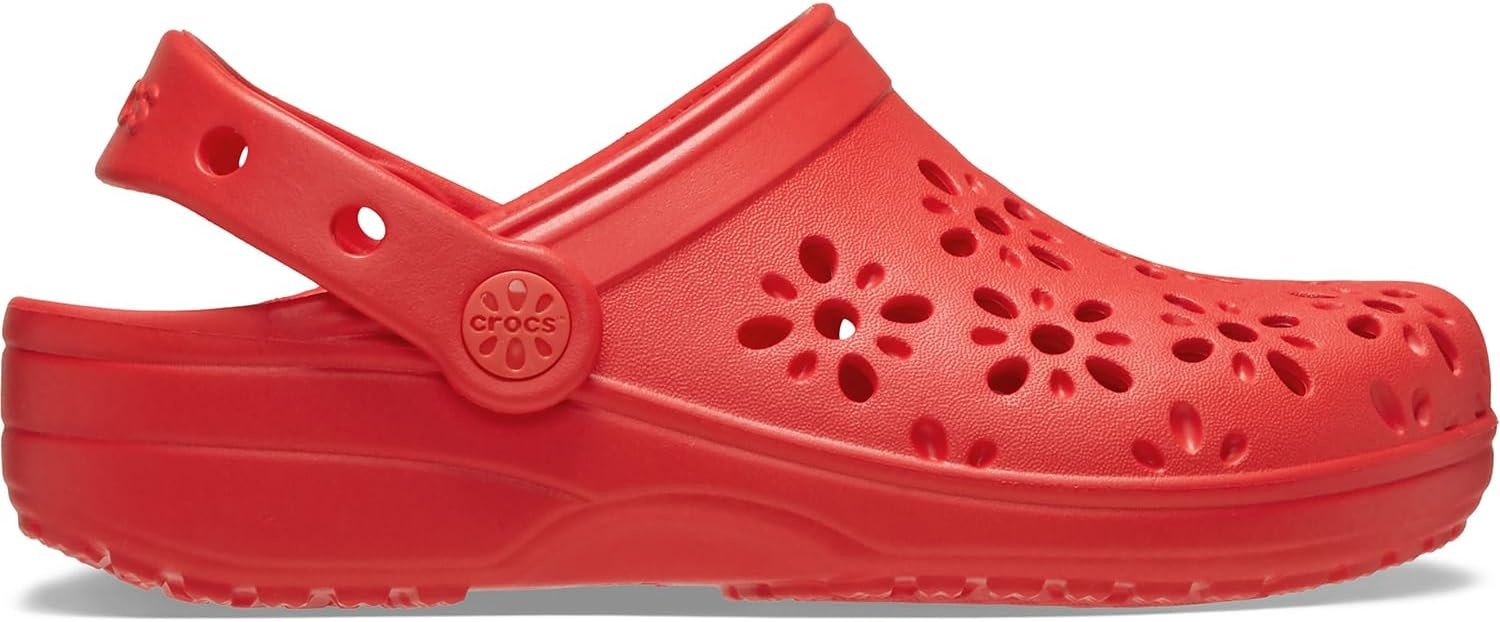 image:imageCrocs UnisexChild Classic Clogs with Floral Cut Out Design Kids and Toddler ShoesCherry Red
