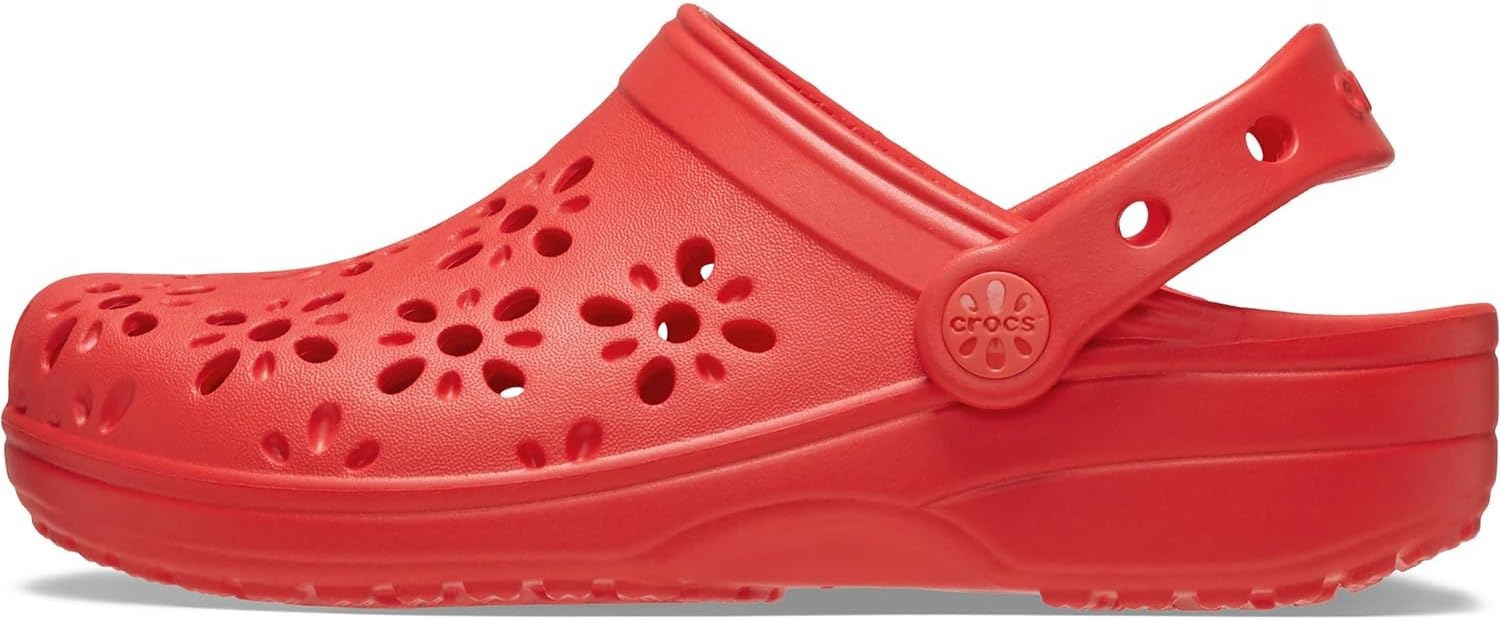 image:imageCrocs UnisexChild Classic Clogs with Floral Cut Out Design Kids and Toddler ShoesCherry Red