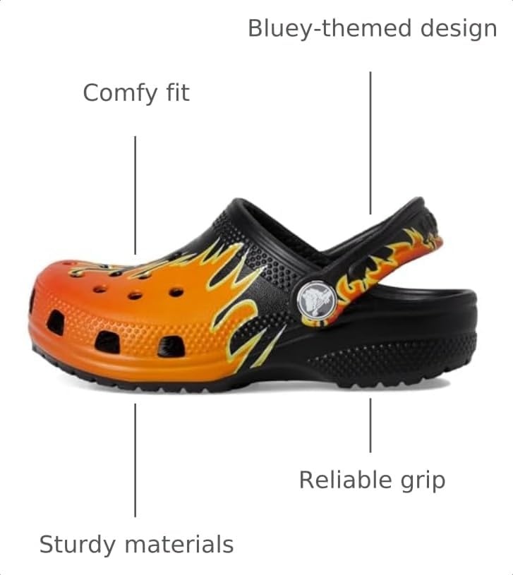 image:imageCrocs UnisexChild Classic Graphic ClogBlackMulti Flames