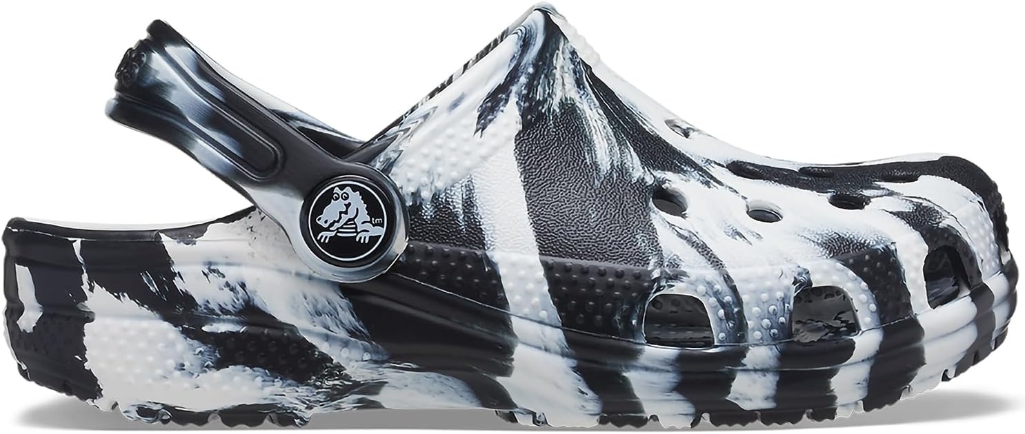 image:imageCrocs UnisexChild Classic Watercolor Marbled ClogBlackWhite
