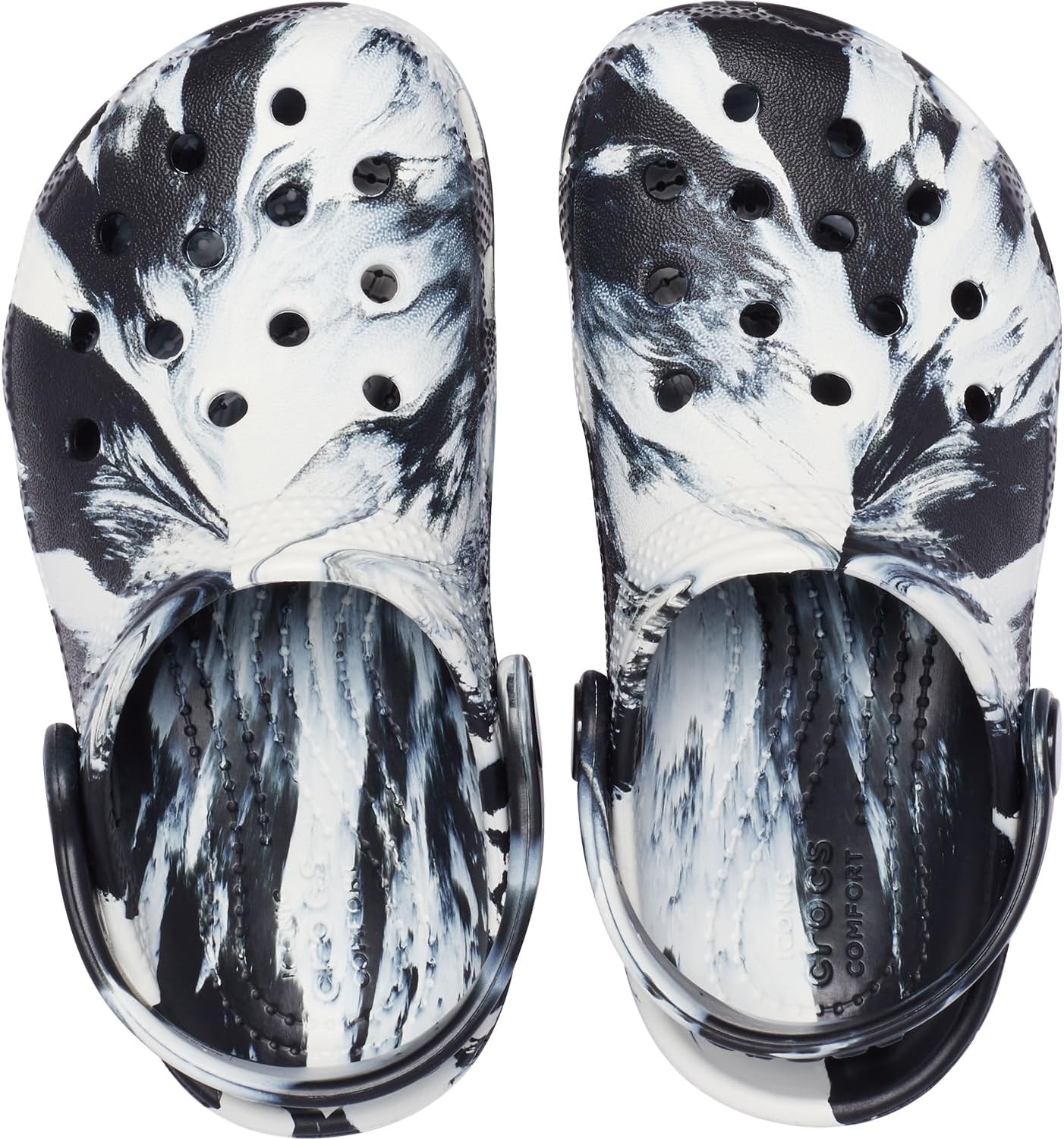 image:imageCrocs UnisexChild Classic Watercolor Marbled ClogBlackWhite
