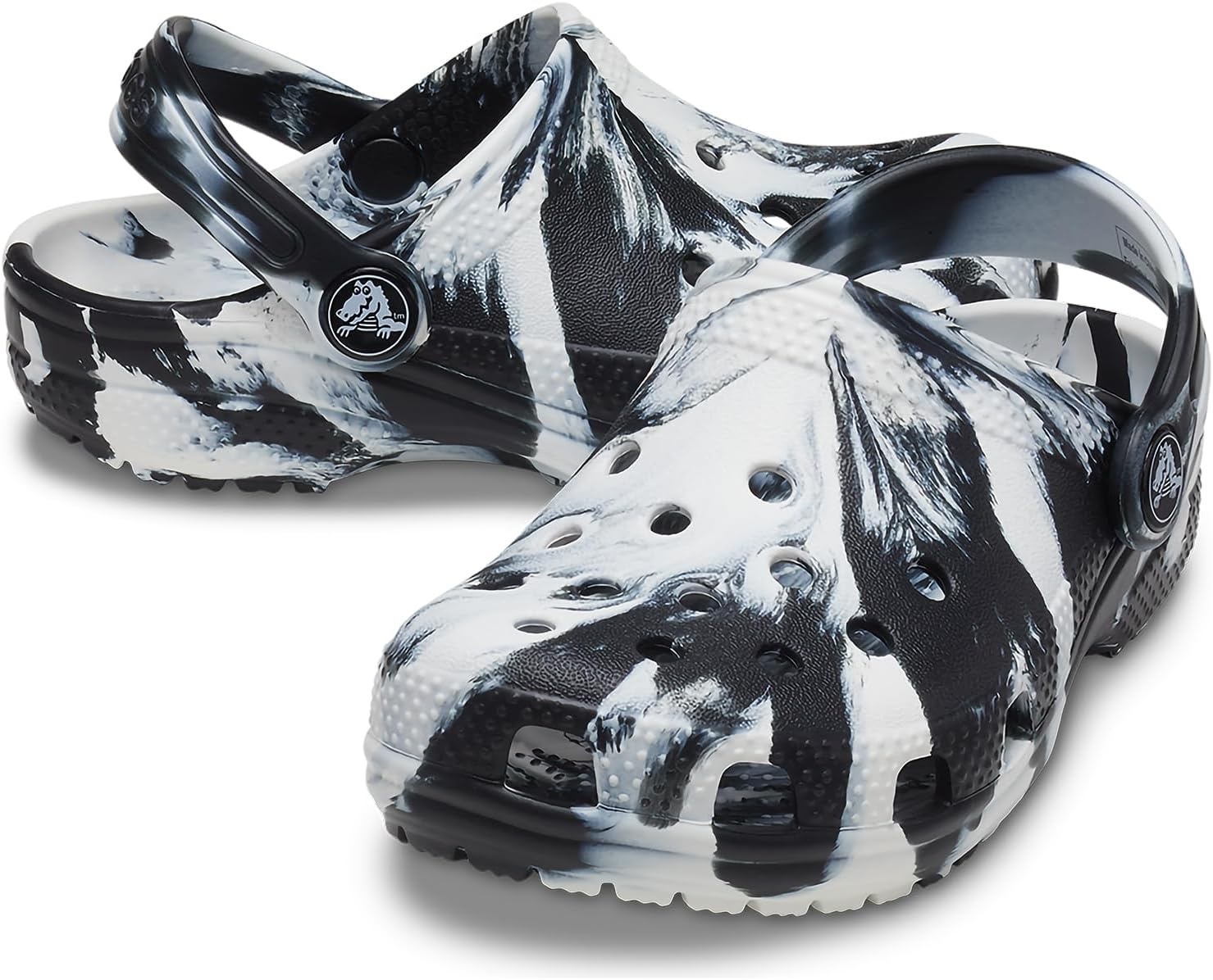 image:imageCrocs UnisexChild Classic Watercolor Marbled ClogBlackWhite