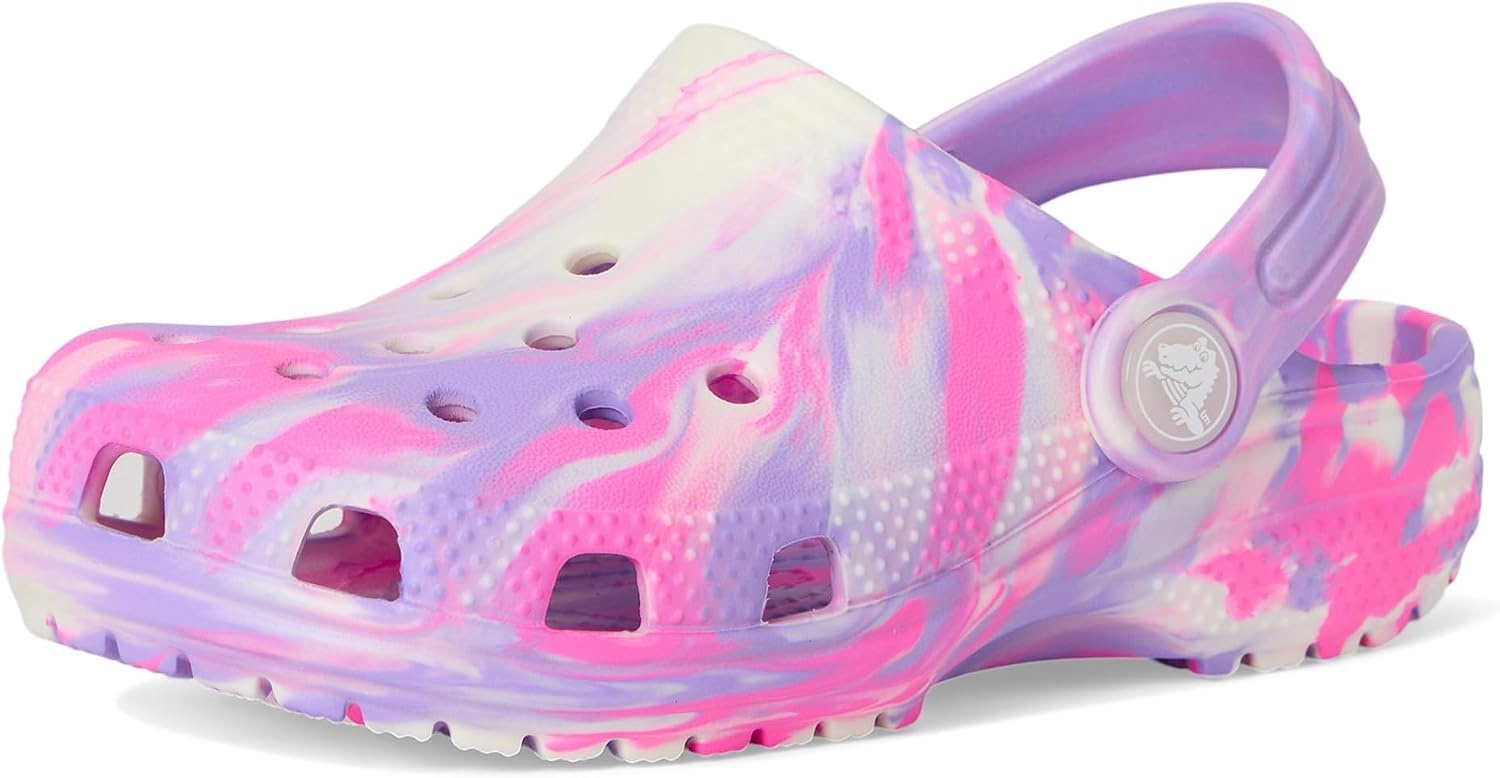 image:imageCrocs UnisexChild Classic Watercolor Marbled ClogPink CrushMulti Glow in the Dark