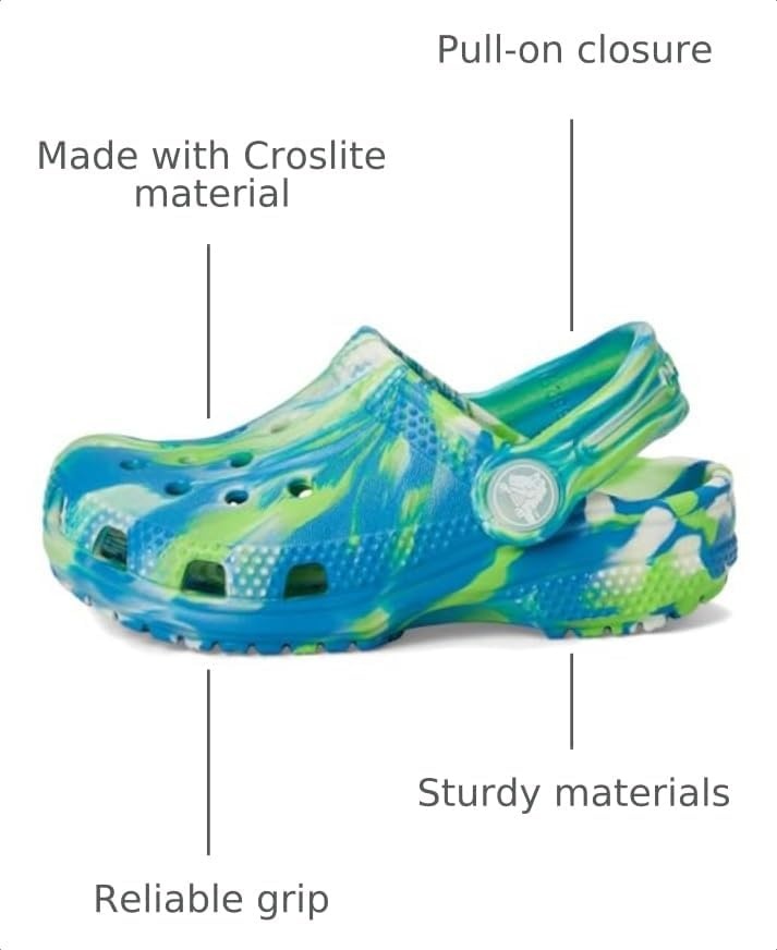 image:imageCrocs UnisexChild Classic Watercolor Marbled ClogPrep BlueMulti Glow in the Dark