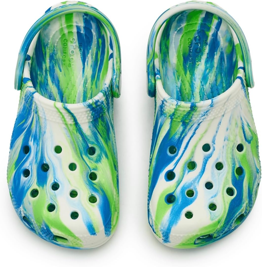 image:imageCrocs UnisexChild Classic Watercolor Marbled ClogPrep BlueMulti Glow in the Dark