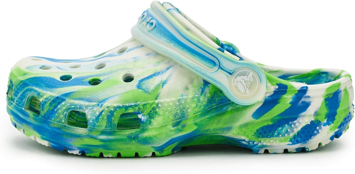 image:imageCrocs UnisexChild Classic Watercolor Marbled ClogPrep BlueMulti Glow in the Dark