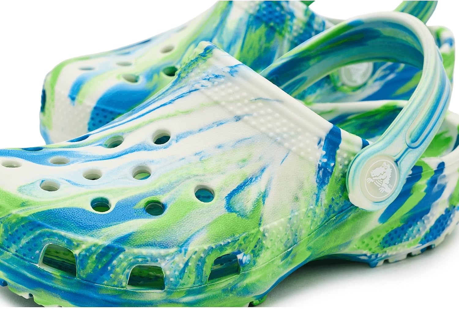 image:imageCrocs UnisexChild Classic Watercolor Marbled ClogPrep BlueMulti Glow in the Dark