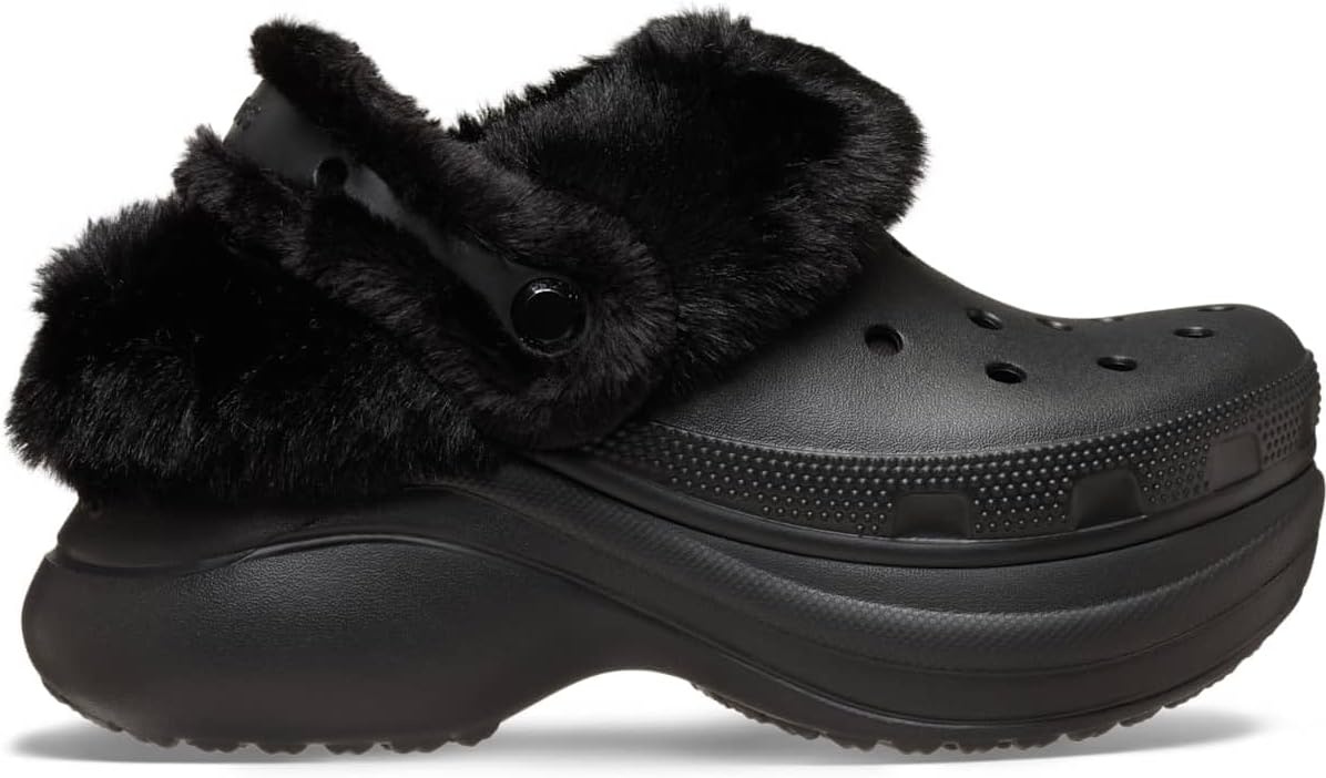 image:imageCrocs Womens Bae Lined Clogs Fuzzy Platform SlippersBlack