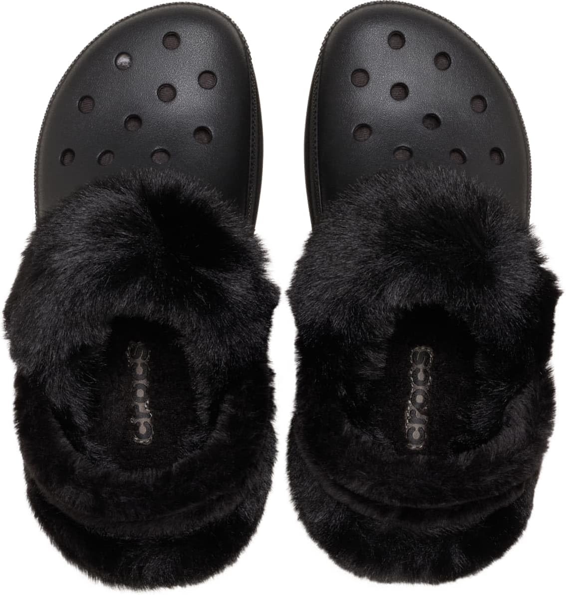 image:imageCrocs Womens Bae Lined Clogs Fuzzy Platform SlippersBlack