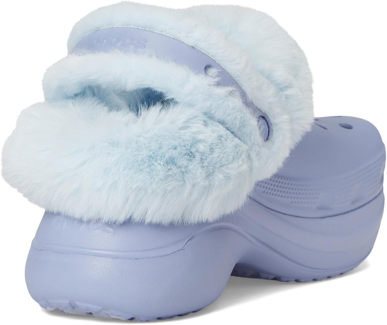 image:imageCrocs Womens Bae Lined Clogs Fuzzy Platform SlippersBlue Haze