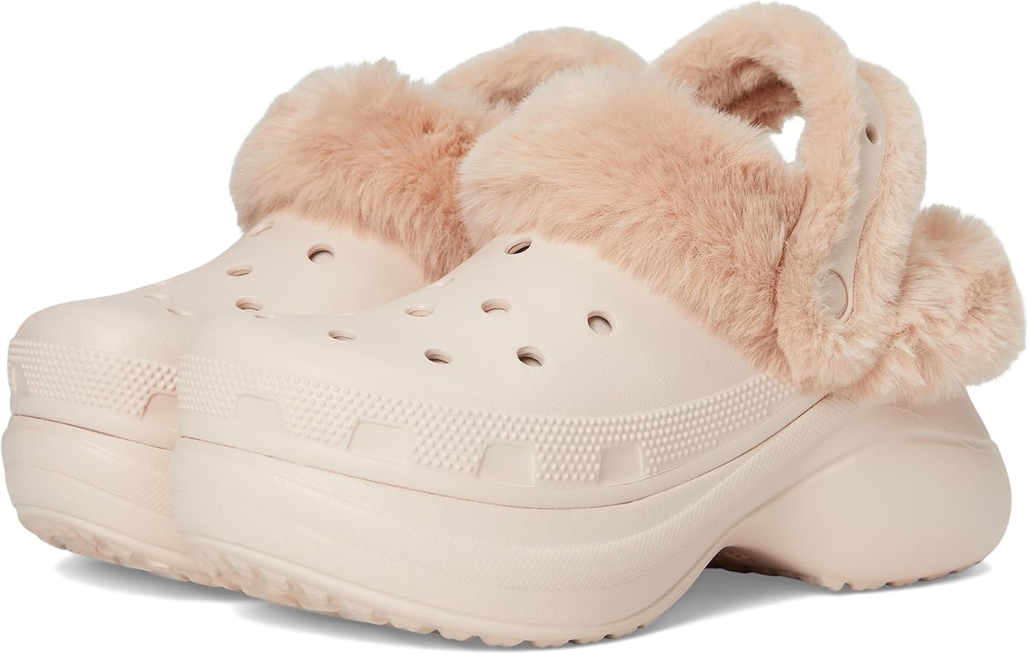 image:imageCrocs Womens Bae Lined Clogs Fuzzy Platform SlippersQuartz