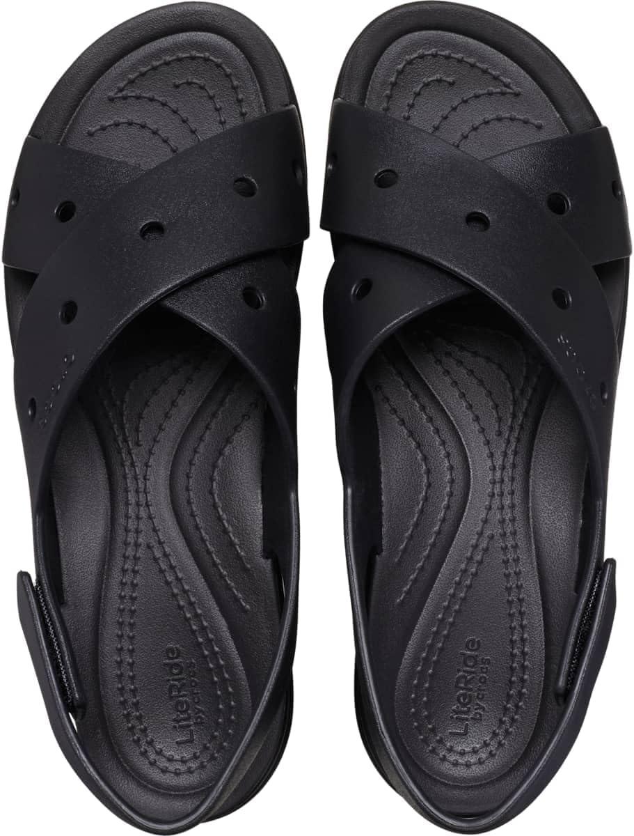 image:imageCrocs Womens Brooklyn 4U Low Wedges Platform Wedge Sandals for WomenBlackCrossstrap