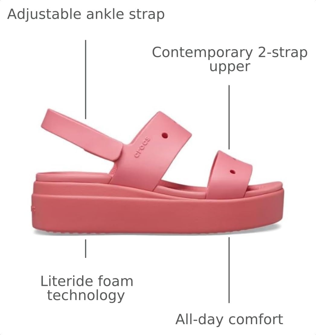 image:imageCrocs Womens Brooklyn 4U Low Wedges Platform Wedge Sandals for WomenHot Blush