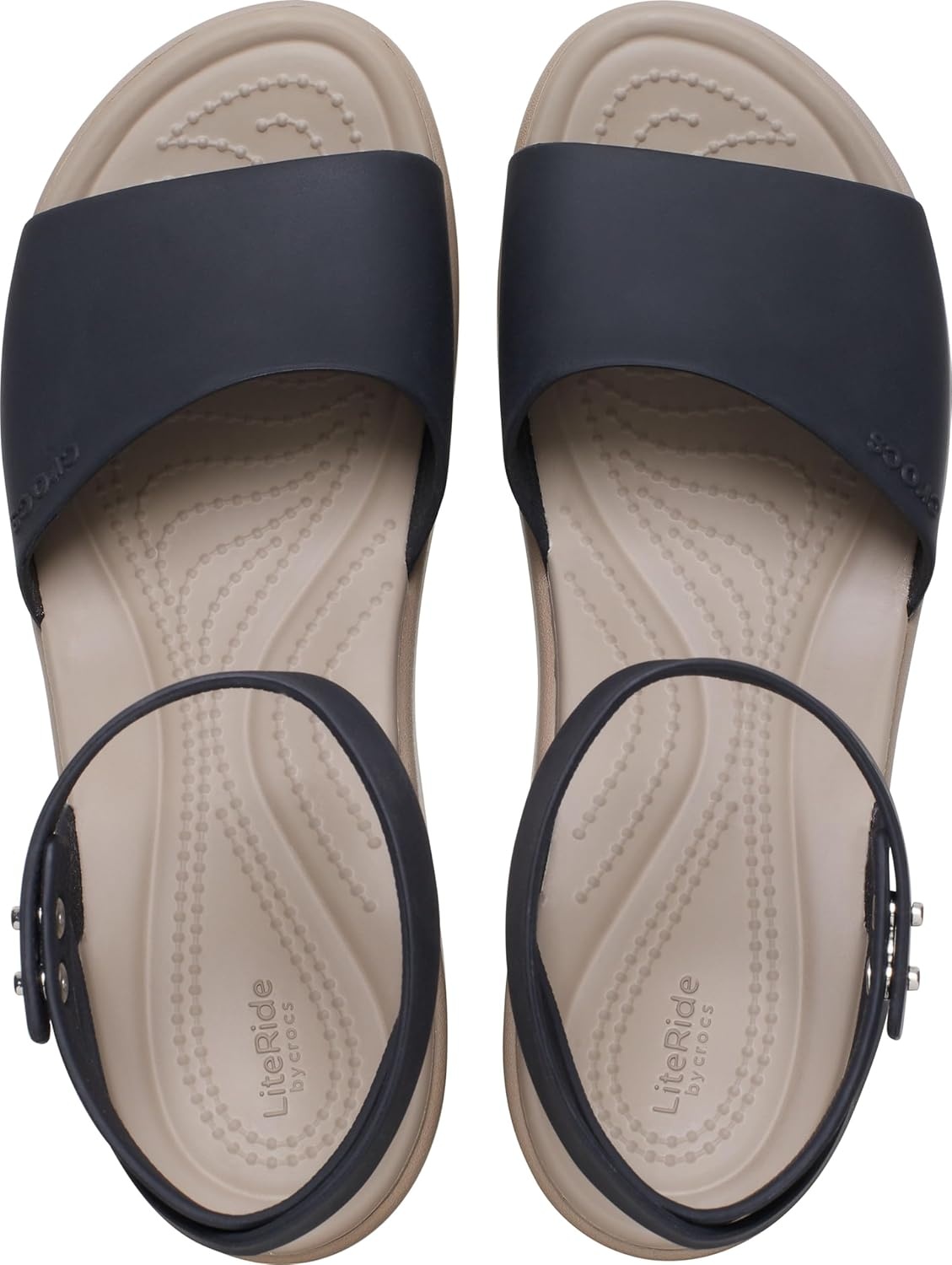 image:imageCrocs Womens Brooklyn Ankle Strap WedgesBlackMushroom
