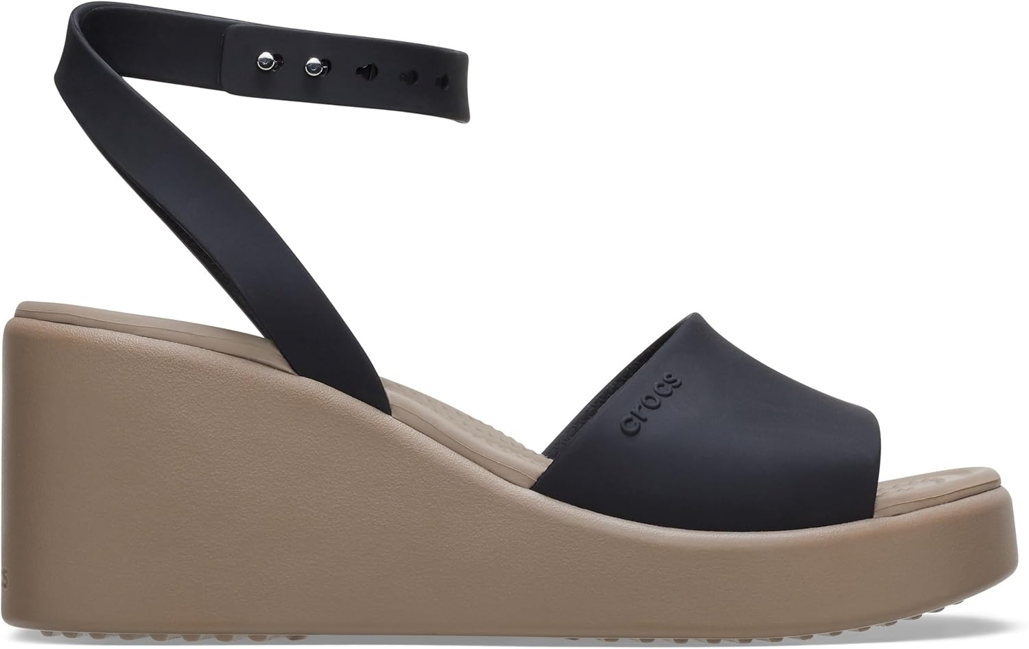 image:imageCrocs Womens Brooklyn Ankle Strap WedgesBlackMushroom