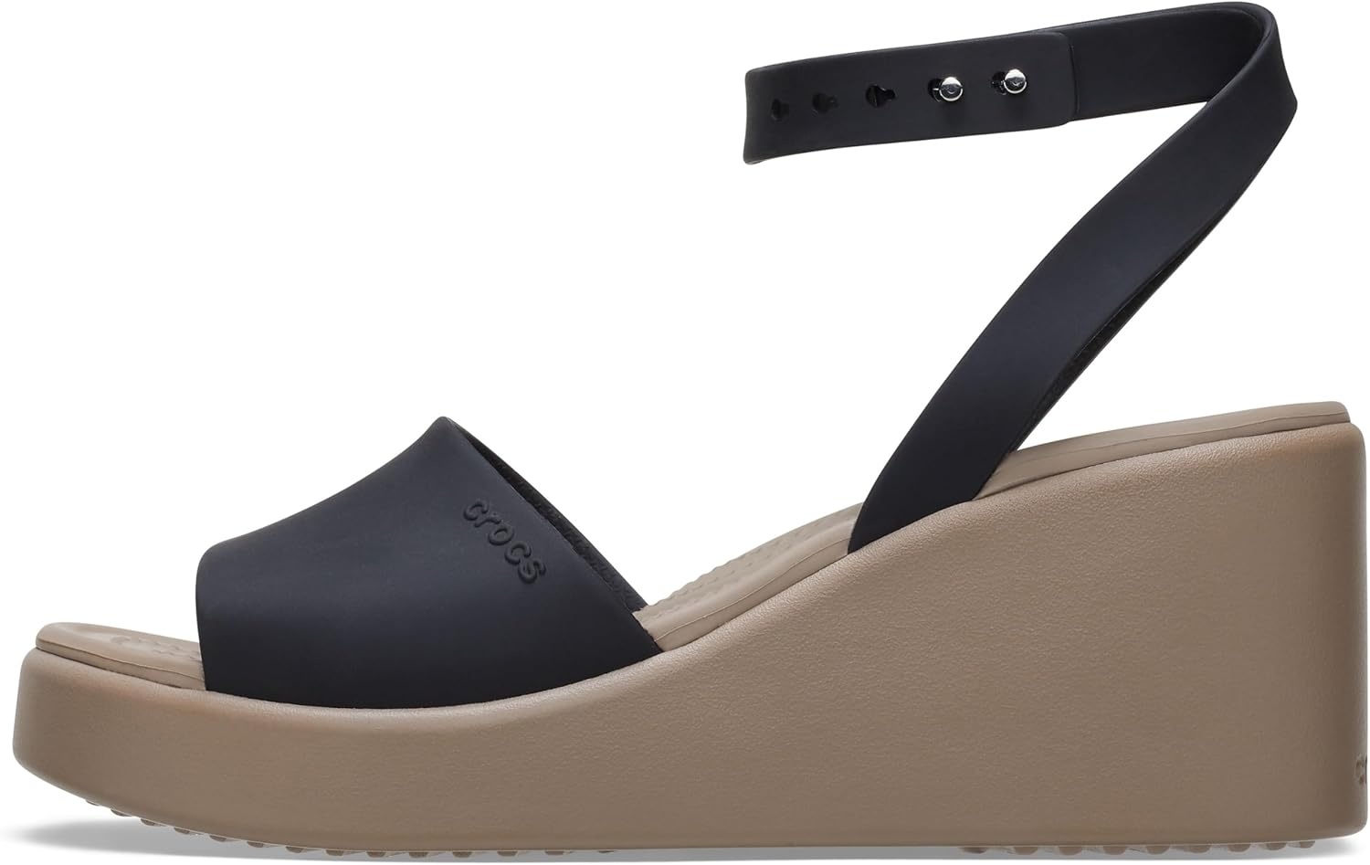 image:imageCrocs Womens Brooklyn Ankle Strap WedgesBlackMushroom
