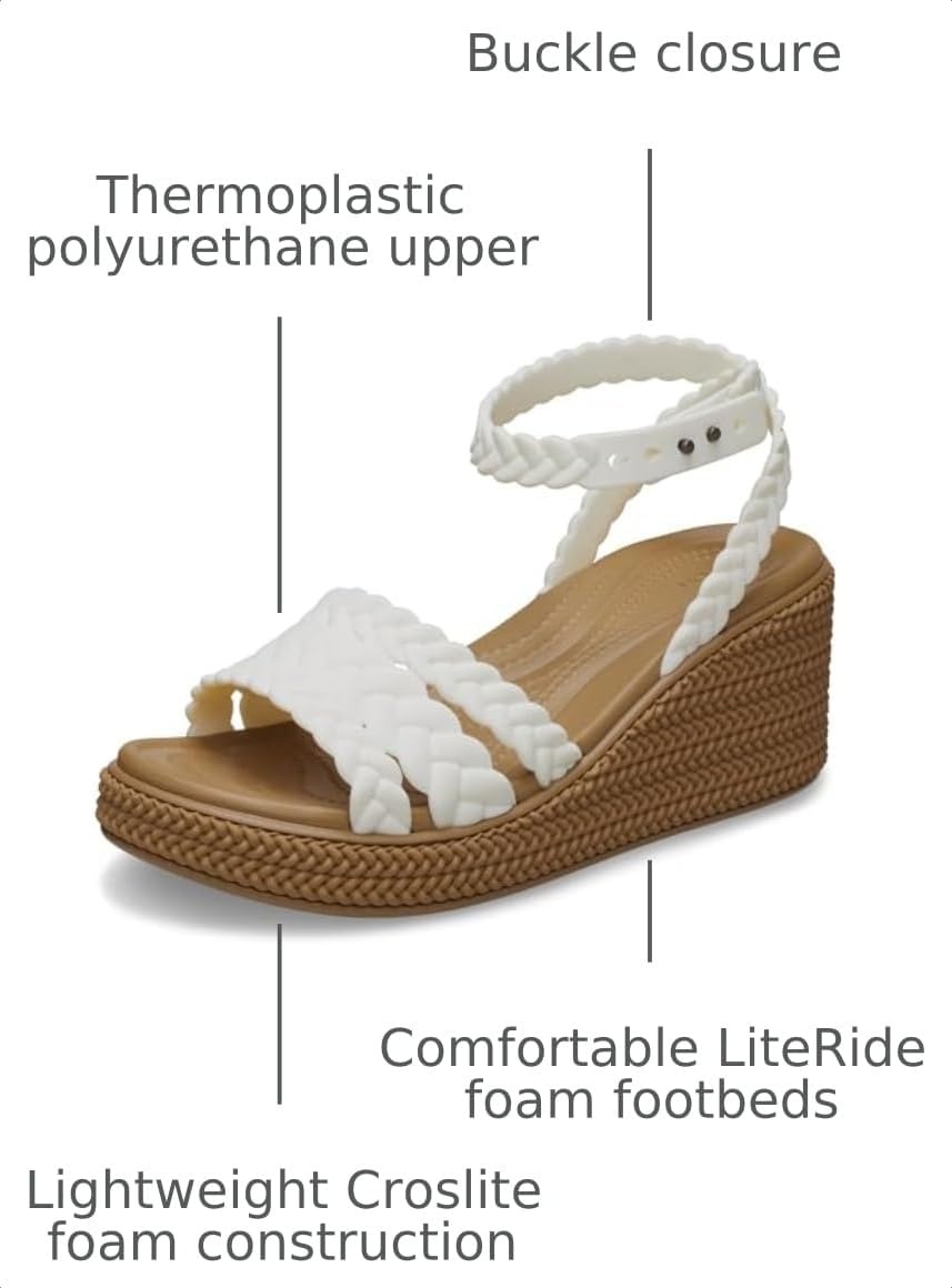 image:imageCrocs Womens Brooklyn Ankle Strap WedgesChalk