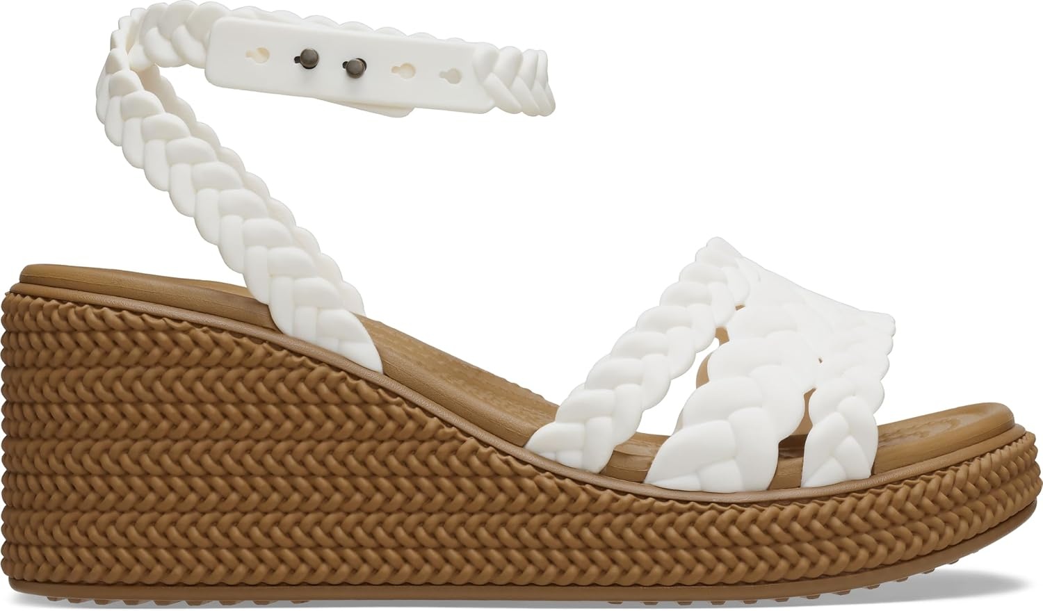 image:imageCrocs Womens Brooklyn Ankle Strap WedgesChalk