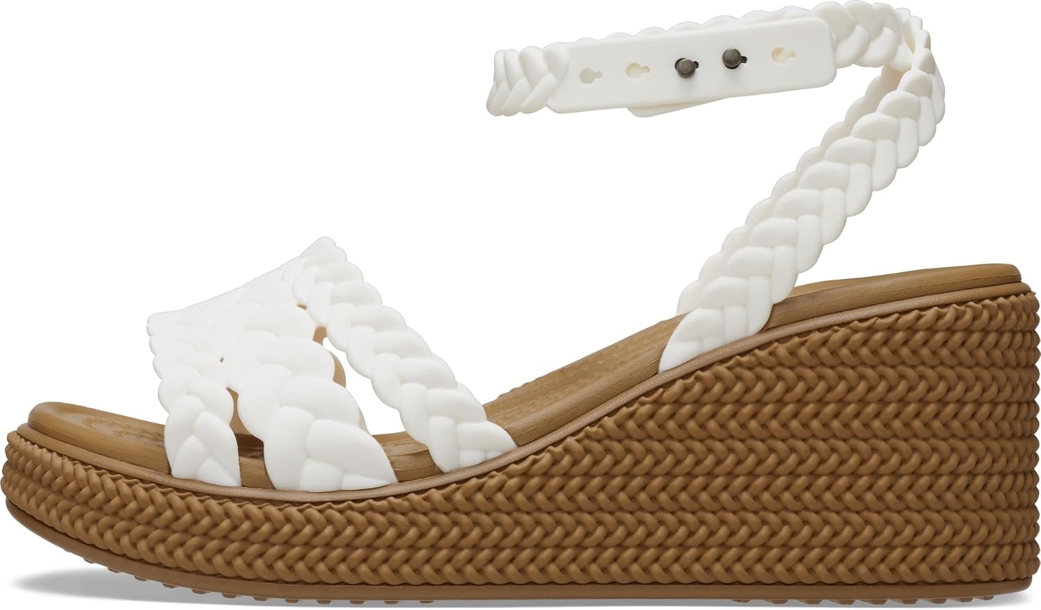 image:imageCrocs Womens Brooklyn Ankle Strap WedgesChalk