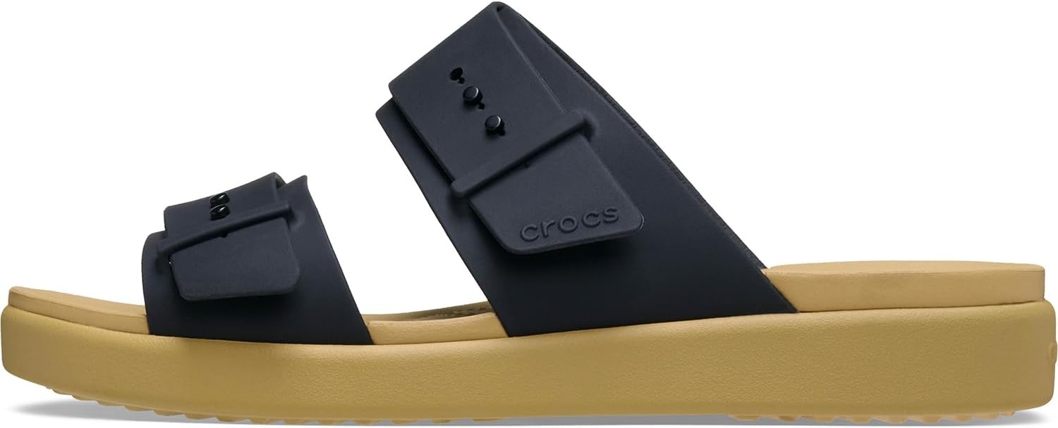 image:imageCrocs Womens Brooklyn Buckle Low SandalsBlackTan