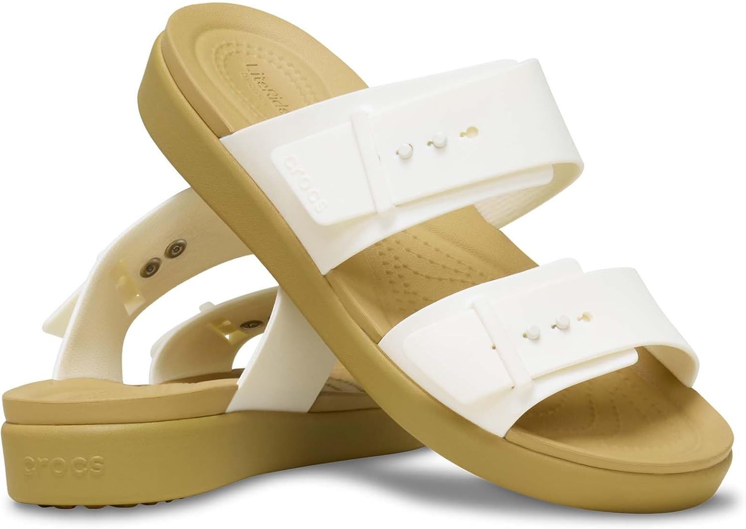 image:imageCrocs Womens Brooklyn Buckle Low SandalsChalkTan
