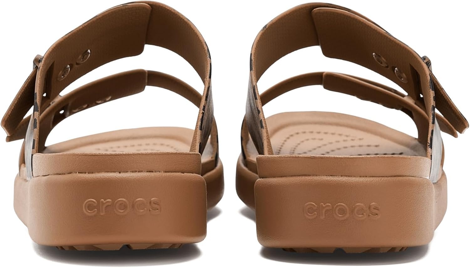 image:imageCrocs Womens Brooklyn Buckle Low SandalsSepiaLeopard