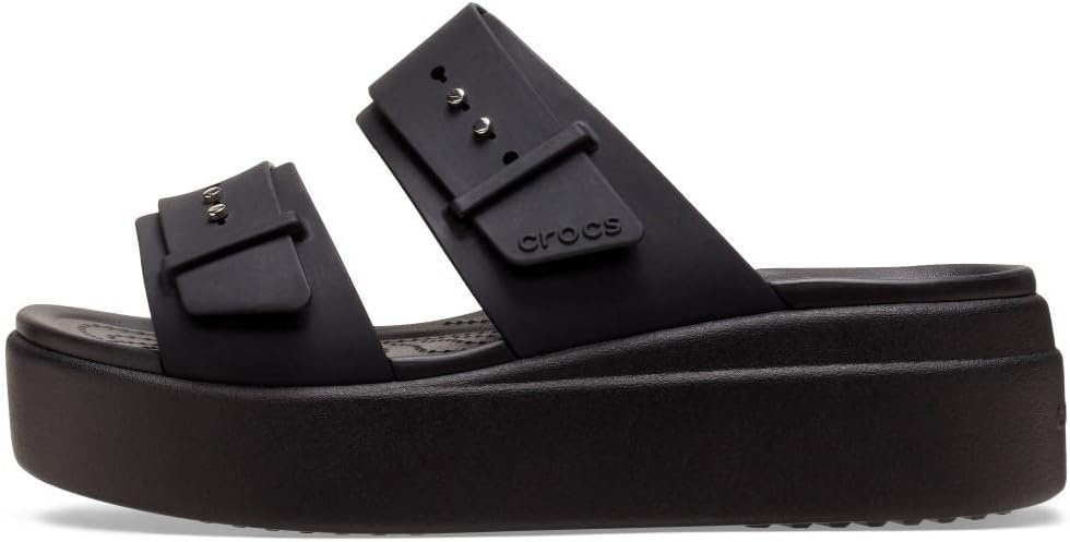 image:imageCrocs Womens Brooklyn Buckle Low WedgesBlack