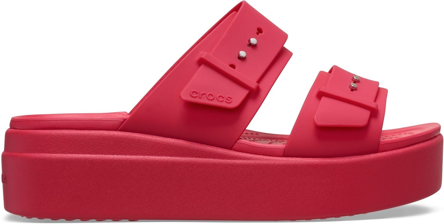 image:imageCrocs Womens Brooklyn Buckle Low WedgesDigital Rasberry