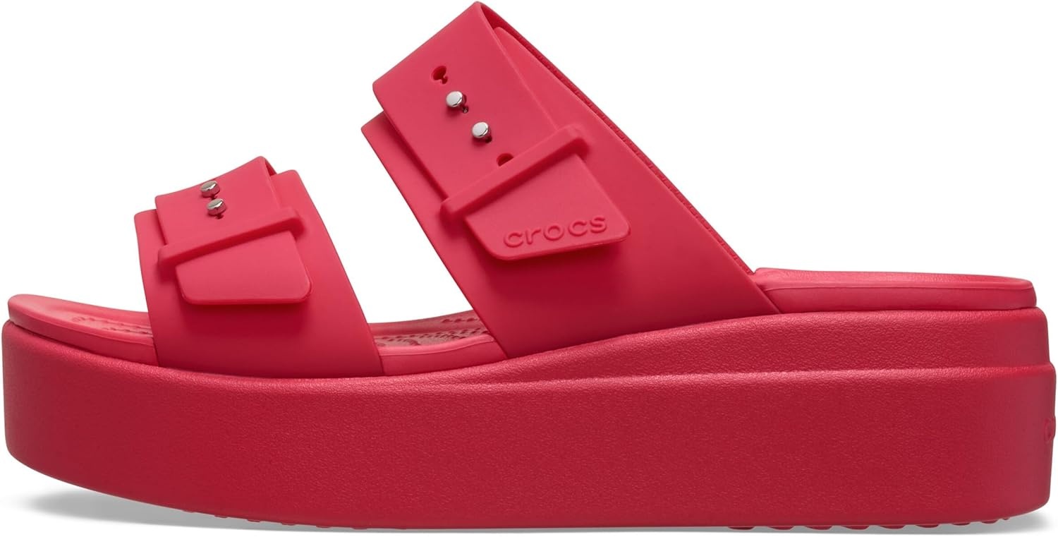 image:imageCrocs Womens Brooklyn Buckle Low WedgesDigital Rasberry