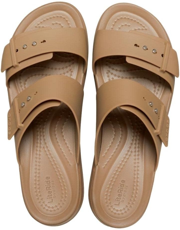 image:imageCrocs Womens Brooklyn Buckle Low WedgesKhaki