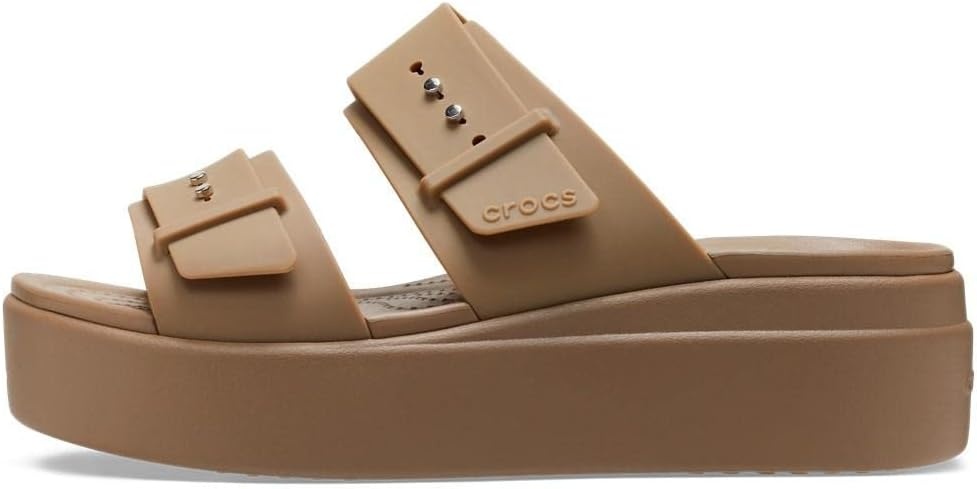 image:imageCrocs Womens Brooklyn Buckle Low WedgesKhaki