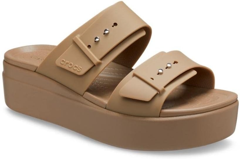 image:imageCrocs Womens Brooklyn Buckle Low WedgesKhaki