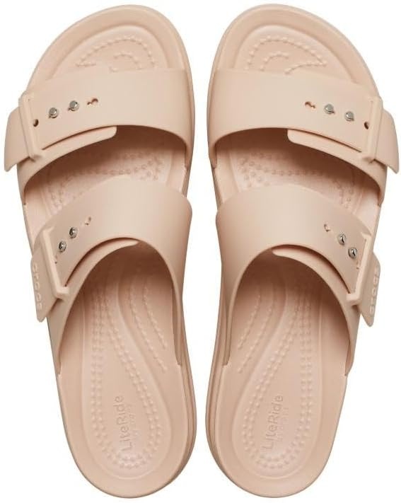 image:imageCrocs Womens Brooklyn Buckle Low WedgesPink Caramel