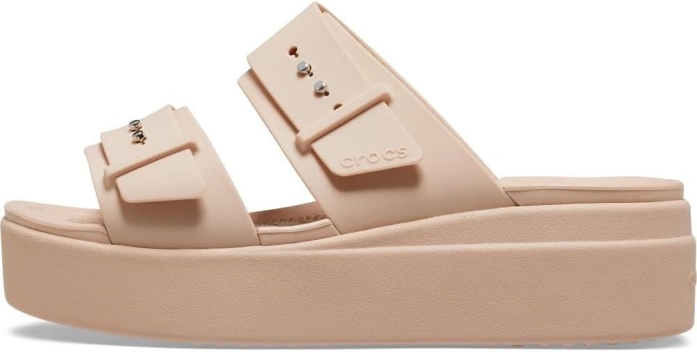 image:imageCrocs Womens Brooklyn Buckle Low WedgesPink Caramel