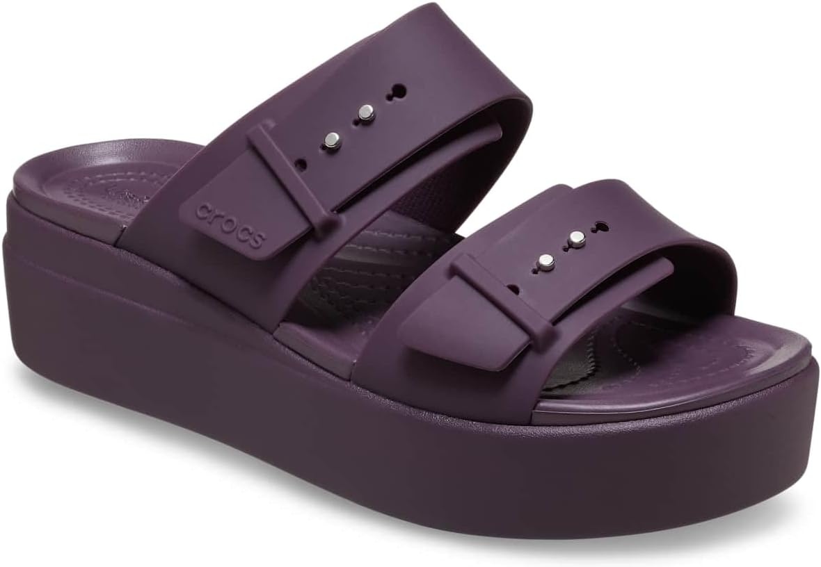 image:imageCrocs Womens Brooklyn Buckle Low WedgesPlush Plum