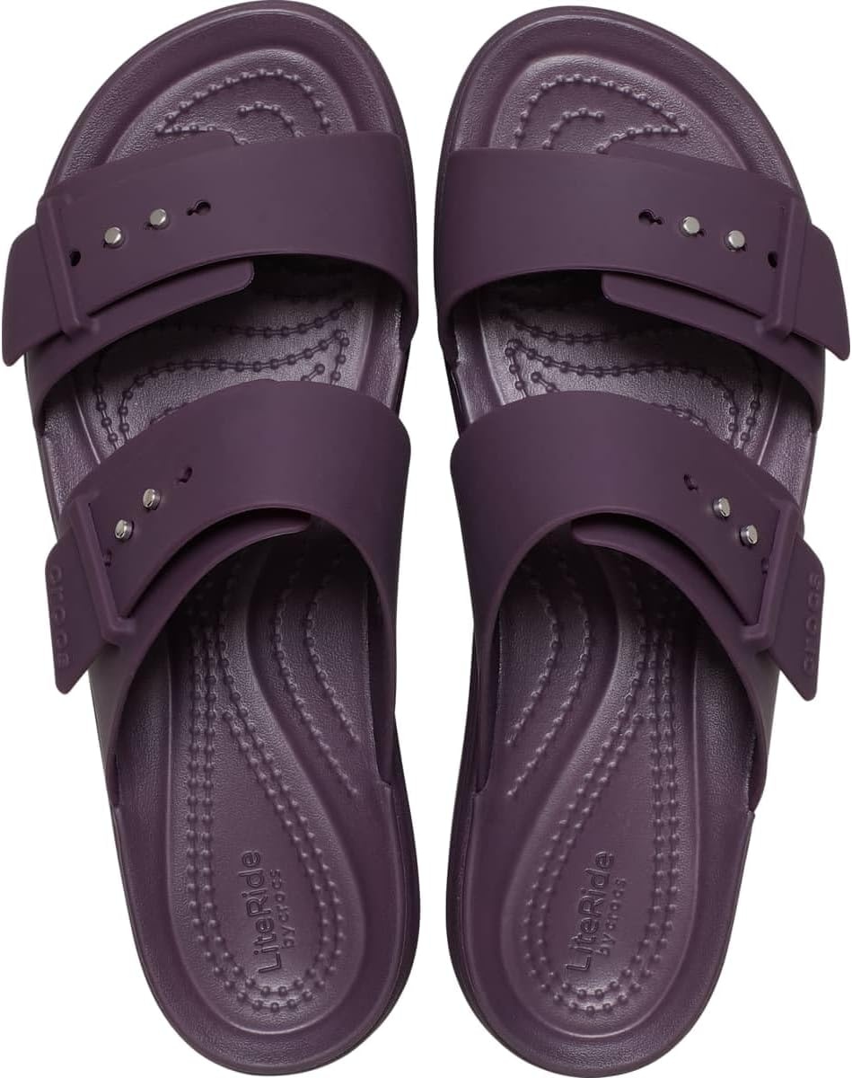 image:imageCrocs Womens Brooklyn Buckle Low WedgesPlush Plum