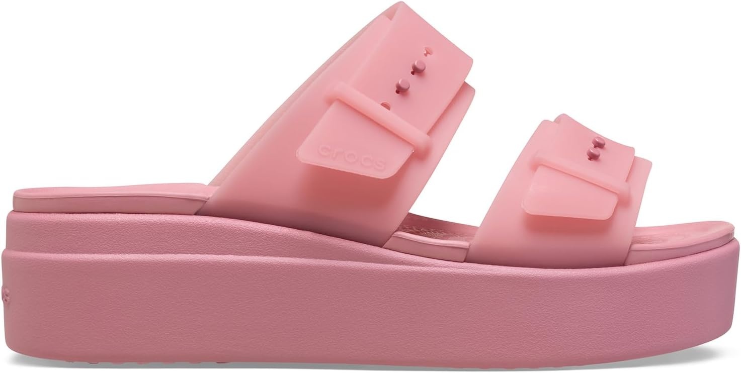 image:imageCrocs Womens Brooklyn Buckle Low WedgesRosette