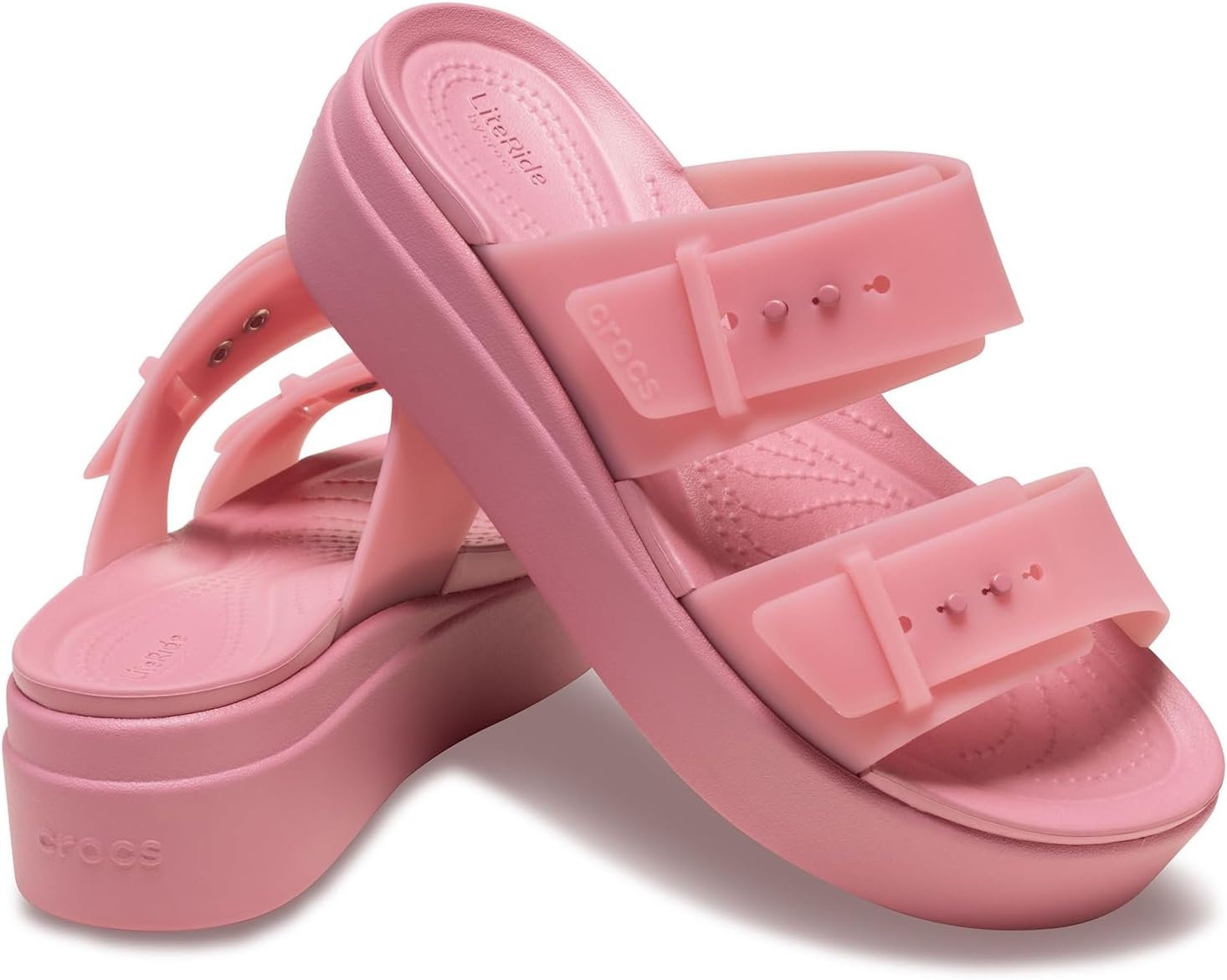 image:imageCrocs Womens Brooklyn Buckle Low WedgesRosette