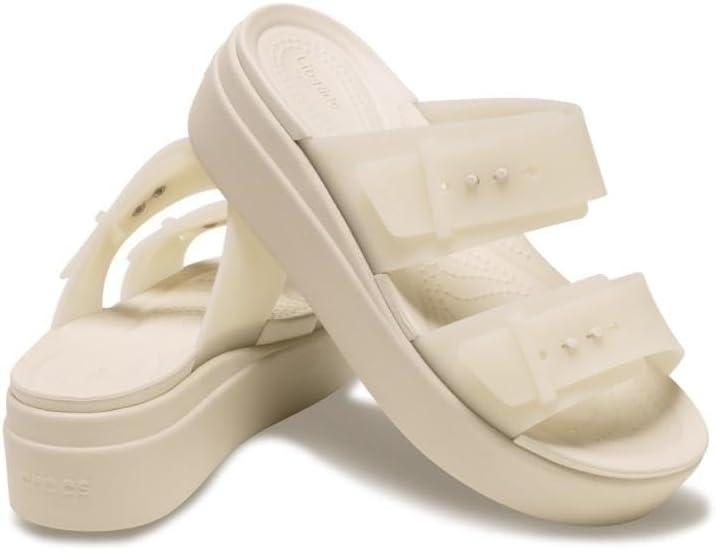 image:imageCrocs Womens Brooklyn Buckle Low WedgesSandstone