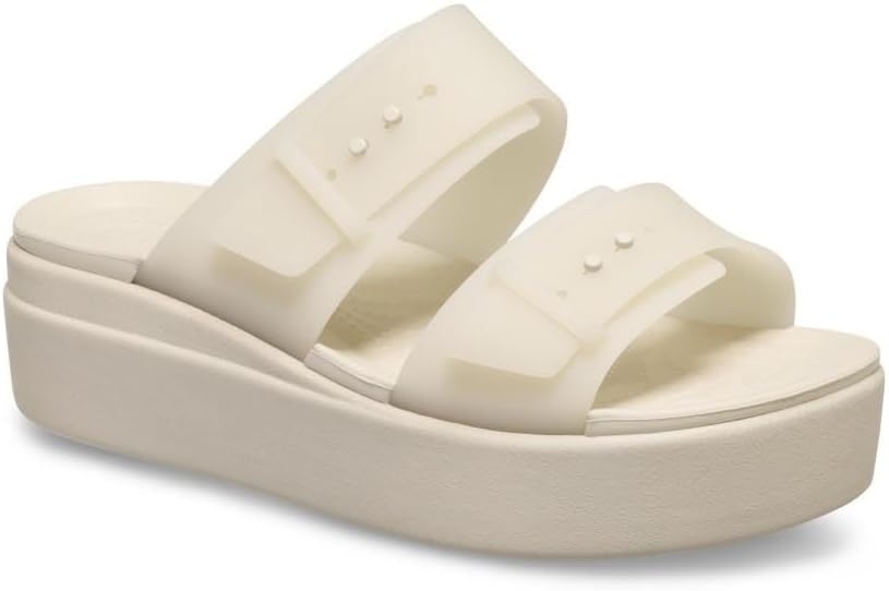 image:imageCrocs Womens Brooklyn Buckle Low WedgesSandstone