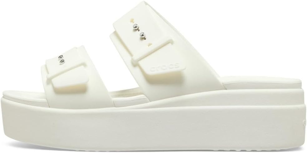 image:imageCrocs Womens Brooklyn Buckle Low WedgesWhiteChalk