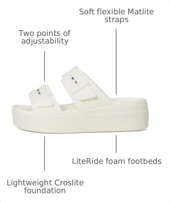 image:imageCrocs Womens Brooklyn Buckle Low WedgesWhiteChalk