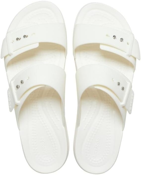 image:imageCrocs Womens Brooklyn Buckle Low WedgesWhiteChalk