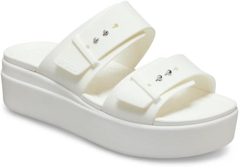 image:imageCrocs Womens Brooklyn Buckle Low WedgesWhiteChalk