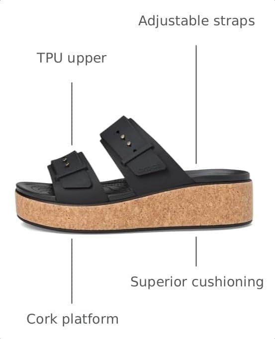 image:imageCrocs Womens Brooklyn Cork Buckle SandalsBlack
