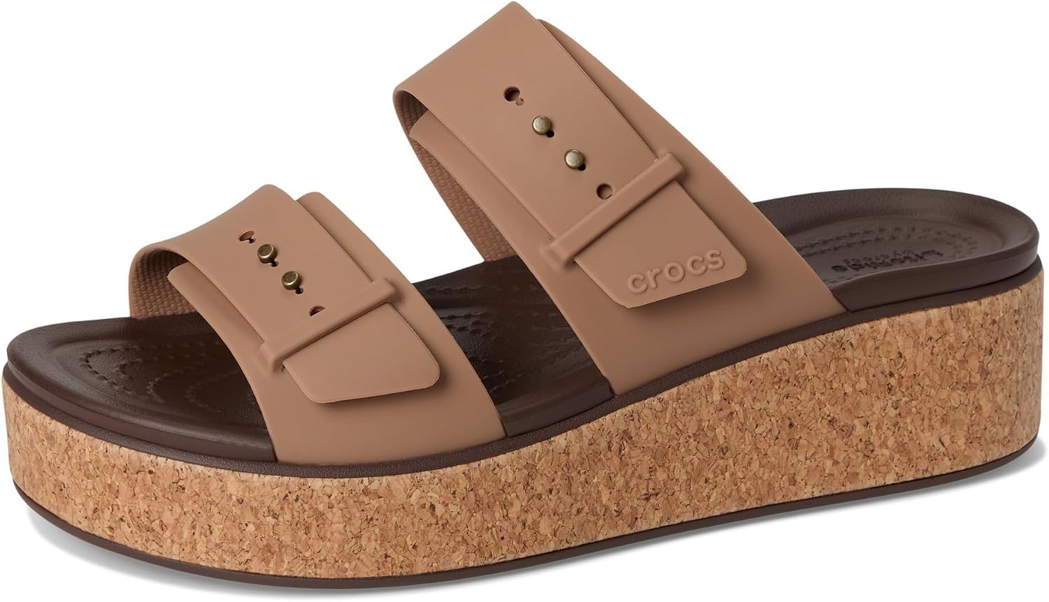 image:imageCrocs Womens Brooklyn Cork Buckle SandalsMilk Chocolate