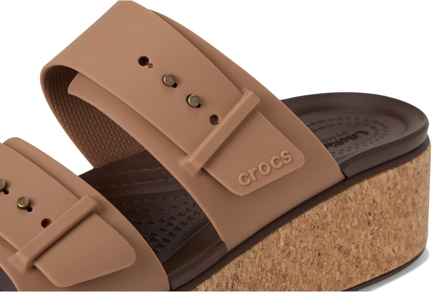 image:imageCrocs Womens Brooklyn Cork Buckle SandalsMilk Chocolate