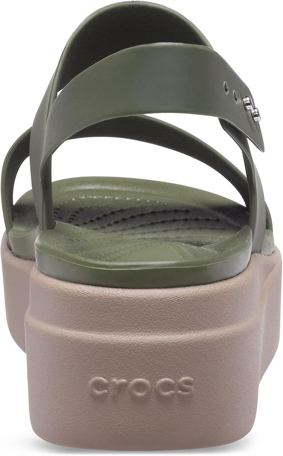 image:imageCrocs Womens Brooklyn Low Wedge SandalsArmy GreenMushroom